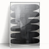 Framed acrylic wall art showcasing a minimalist abstract design in soft white tones, ideal for modern decor, enhancing indoor aesthetics with elegance.