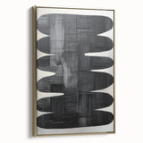 Framed abstract minimalist wall art displaying gold tones on canvas, showcasing a sleek side view that emphasizes its elegant design and modern aesthetic, ideal for contemporary decor.