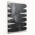 Abstract minimalist wall art on stretched canvas showcasing soft pastel colors and geometric shapes, perfect for modern home decor. Side view highlights the canvas edges.