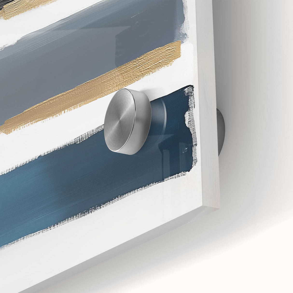 Modern Abstract Wall Art – Navy, Gold & Gray Brushstroke Canvas