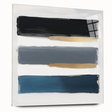 Modern Abstract Wall Art – Navy, Gold & Gray Brushstroke Canvas