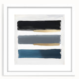 Modern Abstract Wall Art – Navy, Gold & Gray Brushstroke Canvas