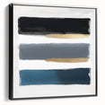 Modern Abstract Wall Art – Navy, Gold & Gray Brushstroke Canvas