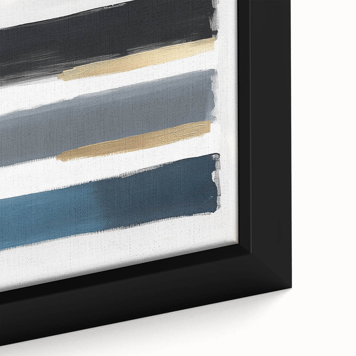 Modern Abstract Wall Art – Navy, Gold & Gray Brushstroke Canvas