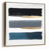 Modern Abstract Wall Art – Navy, Gold & Gray Brushstroke Canvas