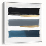 Modern Abstract Wall Art – Navy, Gold & Gray Brushstroke Canvas