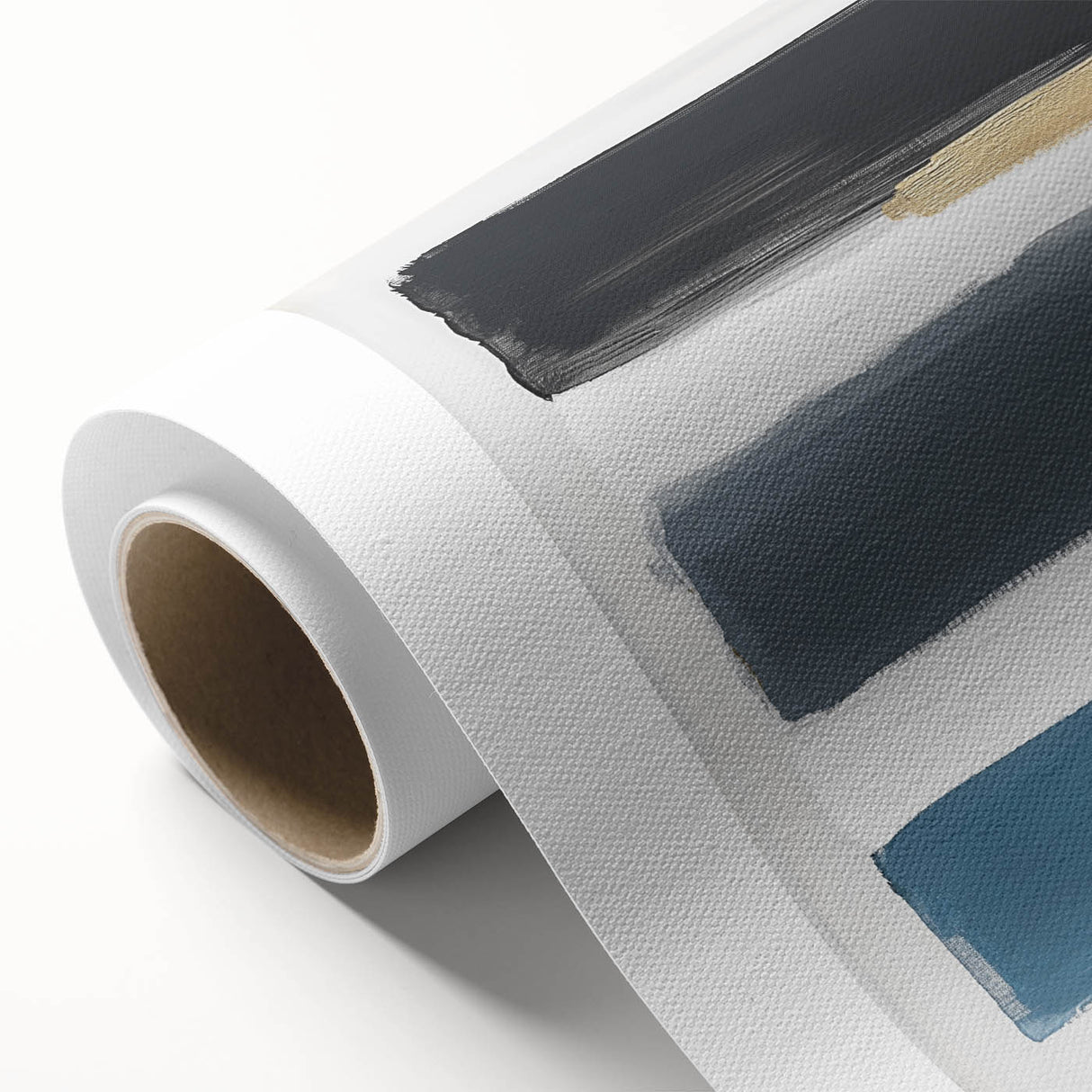 Modern Abstract Wall Art – Navy, Gold & Gray Brushstroke Canvas