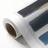 Modern Abstract Wall Art – Navy, Gold & Gray Brushstroke Canvas