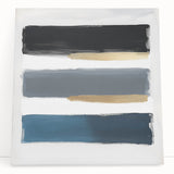 Modern Abstract Wall Art – Navy, Gold & Gray Brushstroke Canvas