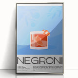 Mid-century modernist art of food and drinks on a silver-framed acrylic print, ideal for modern kitchen decor.