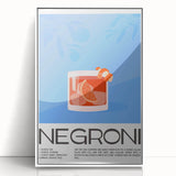 Art deco poster featuring a stylized cocktail glass in pastel shades, acrylic print framed in white.