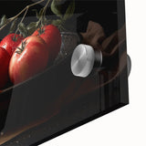 Large acrylic glass print of abstract fruits in vibrant, bold colors.