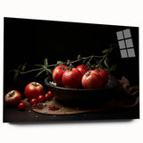 Large abstract wall art featuring an assortment of fruits in vibrant colors on acrylic glass.