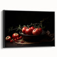 Black and white vintage poster art of fruits, printed on framed canvas, ideal for bedroom wall decor.