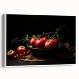 Vintage poster art of colorful fruits on a large canvas, framed in white, ideal for living room decor.