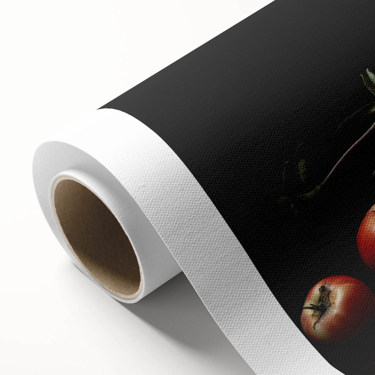 Art Deco poster of colorful fruits on rolled canvas, ideal for nursery wall art or dining room decor.