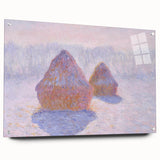 Impressionist Haystack Winter Scene - Monet Snow & Sun Effect Print