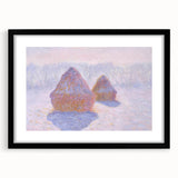 Impressionist Haystack Winter Scene - Monet Snow & Sun Effect Print