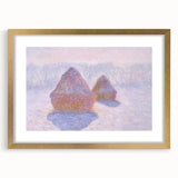 Impressionist Haystack Winter Scene - Monet Snow & Sun Effect Print