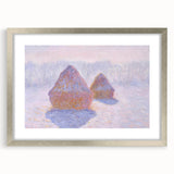 Impressionist Haystack Winter Scene - Monet Snow & Sun Effect Print