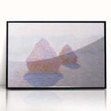 Impressionist Haystack Winter Scene - Monet Snow & Sun Effect Print