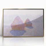 Impressionist Haystack Winter Scene - Monet Snow & Sun Effect Print
