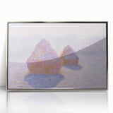 Impressionist Haystack Winter Scene - Monet Snow & Sun Effect Print