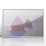 Impressionist Haystack Winter Scene - Monet Snow & Sun Effect Print