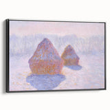 Impressionist Haystack Winter Scene - Monet Snow & Sun Effect Print