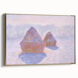 Impressionist Haystack Winter Scene - Monet Snow & Sun Effect Print