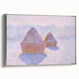 Impressionist Haystack Winter Scene - Monet Snow & Sun Effect Print