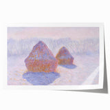 Impressionist Haystack Winter Scene - Monet Snow & Sun Effect Print