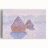 Impressionist Haystack Winter Scene - Monet Snow & Sun Effect Print