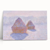 Impressionist Haystack Winter Scene - Monet Snow & Sun Effect Print