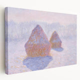 Impressionist Haystack Winter Scene - Monet Snow & Sun Effect Print