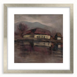 Moody Lakeside Landscape - Serene Modern Wall Art in Earth Tones