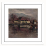 Moody Lakeside Landscape - Serene Modern Wall Art in Earth Tones