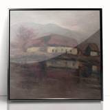 Moody Lakeside Landscape - Serene Modern Wall Art in Earth Tones
