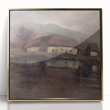 Moody Lakeside Landscape - Serene Modern Wall Art in Earth Tones