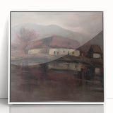 Moody Lakeside Landscape - Serene Modern Wall Art in Earth Tones