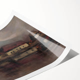 Moody Lakeside Landscape - Serene Modern Wall Art in Earth Tones