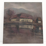 Moody Lakeside Landscape - Serene Modern Wall Art in Earth Tones