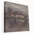 Moody Lakeside Landscape - Serene Modern Wall Art in Earth Tones