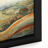 Extra large framed canvas featuring textured, colorful autumn leaves against a black background, ideal for living room decor.