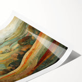 Extra large wall art featuring a line art design of flowers in muted earth tones on rolled canvas.