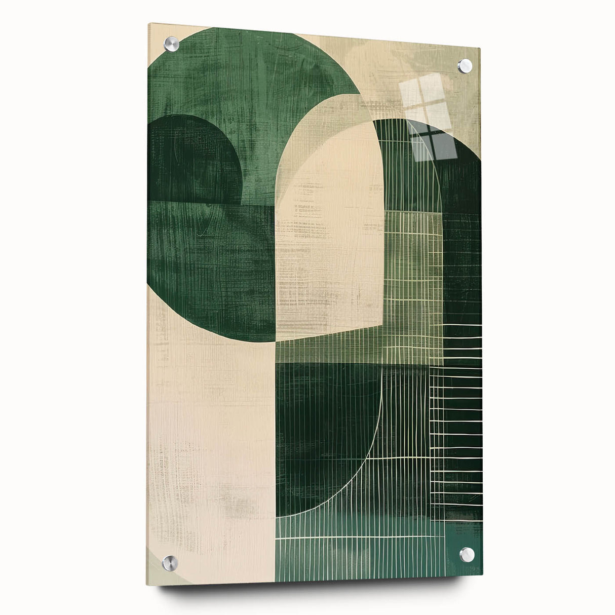 Contemporary Dining Art Pieces - Geometric Green Abstraction