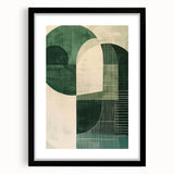 Contemporary Dining Art Pieces - Geometric Green Abstraction