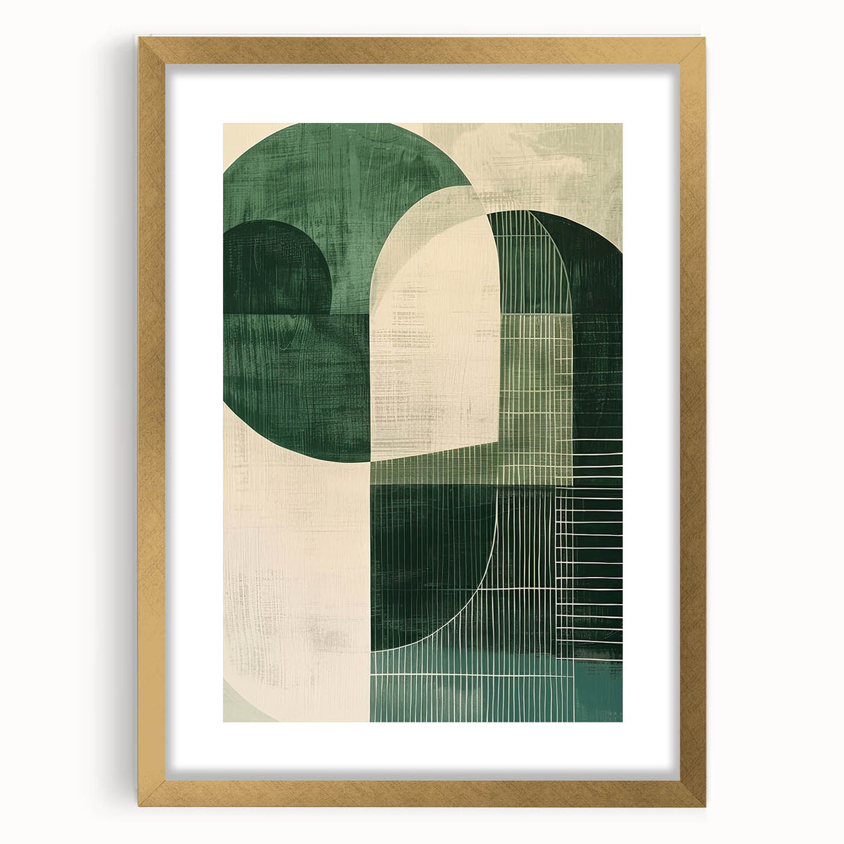 Contemporary Dining Art Pieces - Geometric Green Abstraction