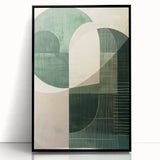 Contemporary Dining Art Pieces - Geometric Green Abstraction