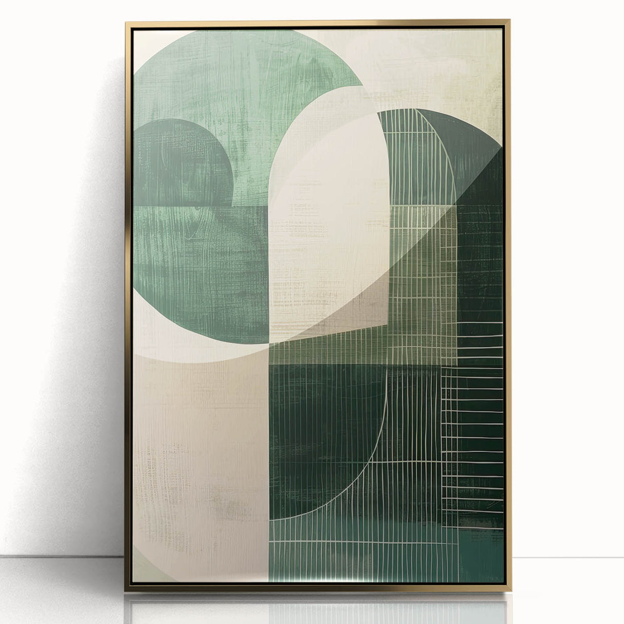 Contemporary Dining Art Pieces - Geometric Green Abstraction